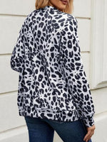 Full Size Leopard Collared Neck Zip Up Jacket