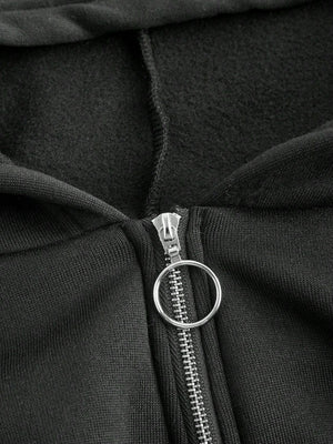 Zip Up Long Sleeve Cropped Hoodie