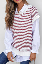 Round Neck Striped Sweater Vest