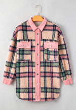 Fuzzy Plaid Corduroy Patchwork Shacket