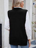 Buttoned Round Neck Sweater Vest