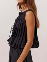 Lovelet Pleated Tied Round Neck Vest