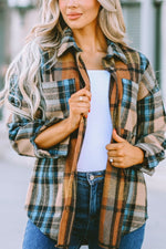 Plaid Collared Neck Long Sleeve Shirt