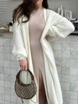 Fuzzy Open Front Solid Color Cardigan