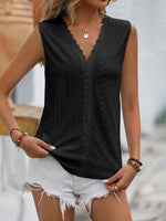 Mandy Lace Detail Eyelet V-Neck Tank