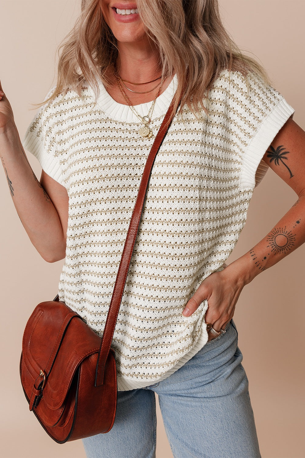 Round Neck Striped Sweater Vest