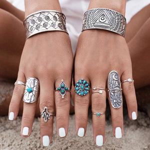 Alloy Turquoise 9-Piece Ring Set