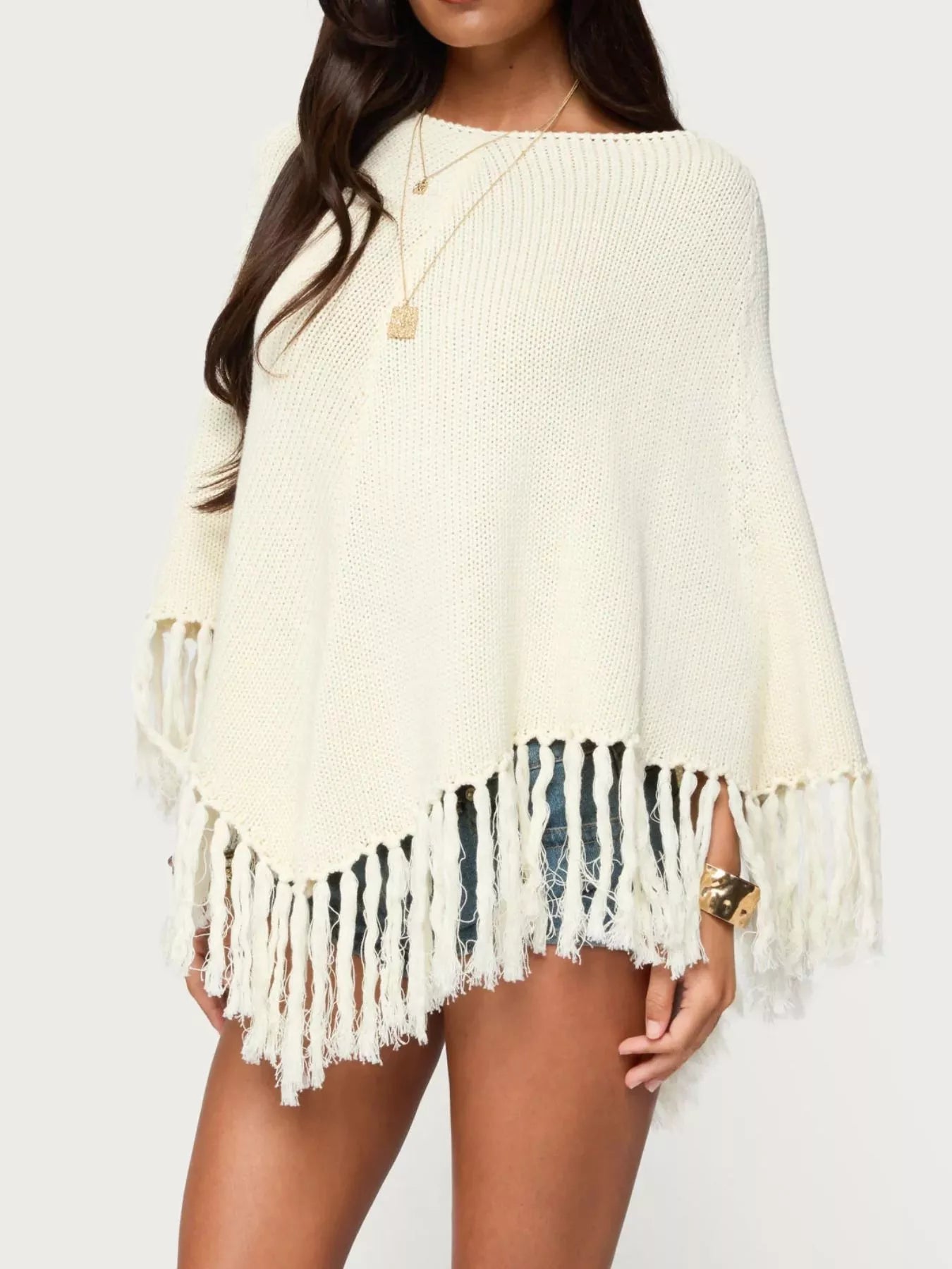 Fringe Cape Sleeve Sweater