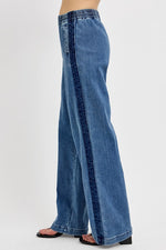 RISEN Full Size Elastic Waist Wide Leg Jeans