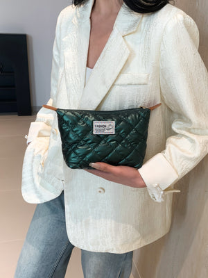 Solid Quilted Clutch with Zipper