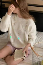 Sequin Round Neck Long Sleeve Sweater