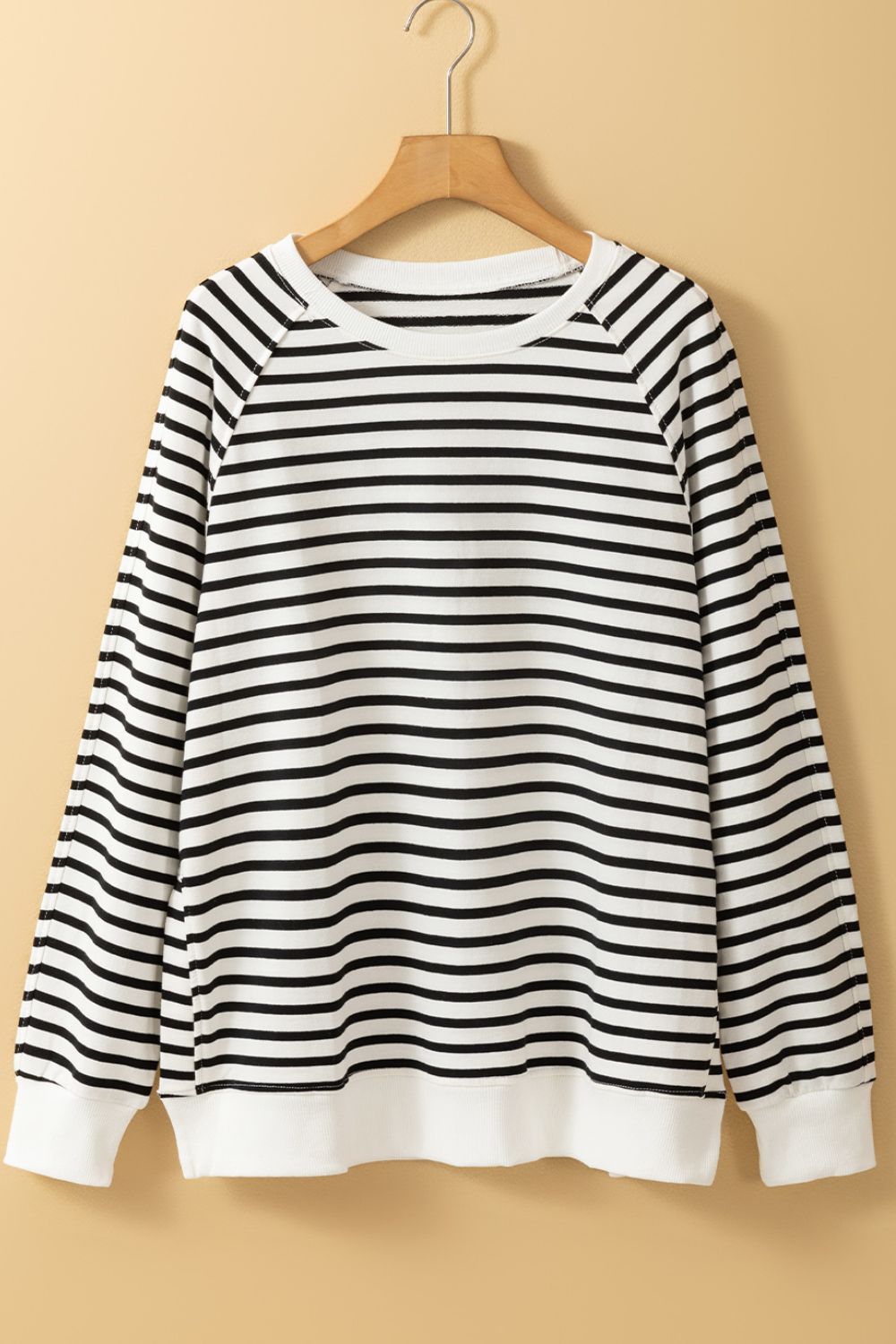 Side Slit Stripe Raglan Sleeve Sweatshirt