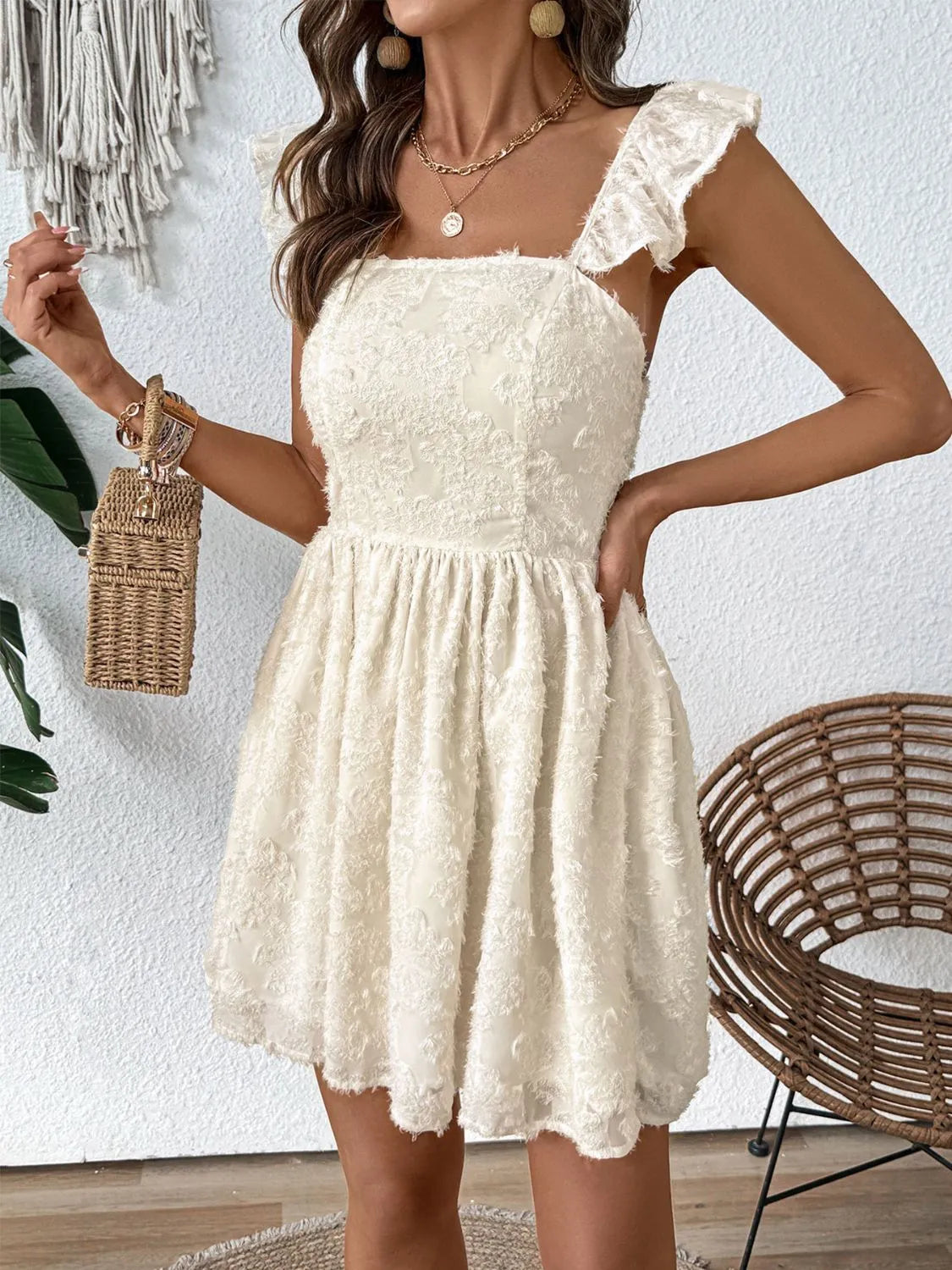 white christmas dresses Cutout Cap Sleeve Mini Cami Dress – Sois Inspire