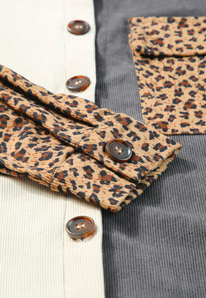 Leopard Button Up Drop Shoulder Jacket