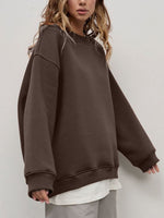 Round Neck Dropped Shoulder Long Sleeve Sweatshirt