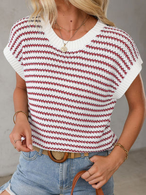 Round Neck Striped Sweater Vest