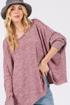 SAGE + FIG Round Neck Batwing Sleeve Oversize Top