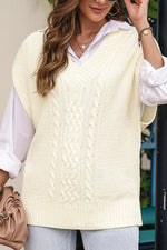 Cable-Knit V-Neck Sweater Vest