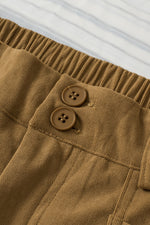 Half Elastic Waist Straight Pants