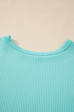 Corded Knit Round Neck Long Sleeve Top