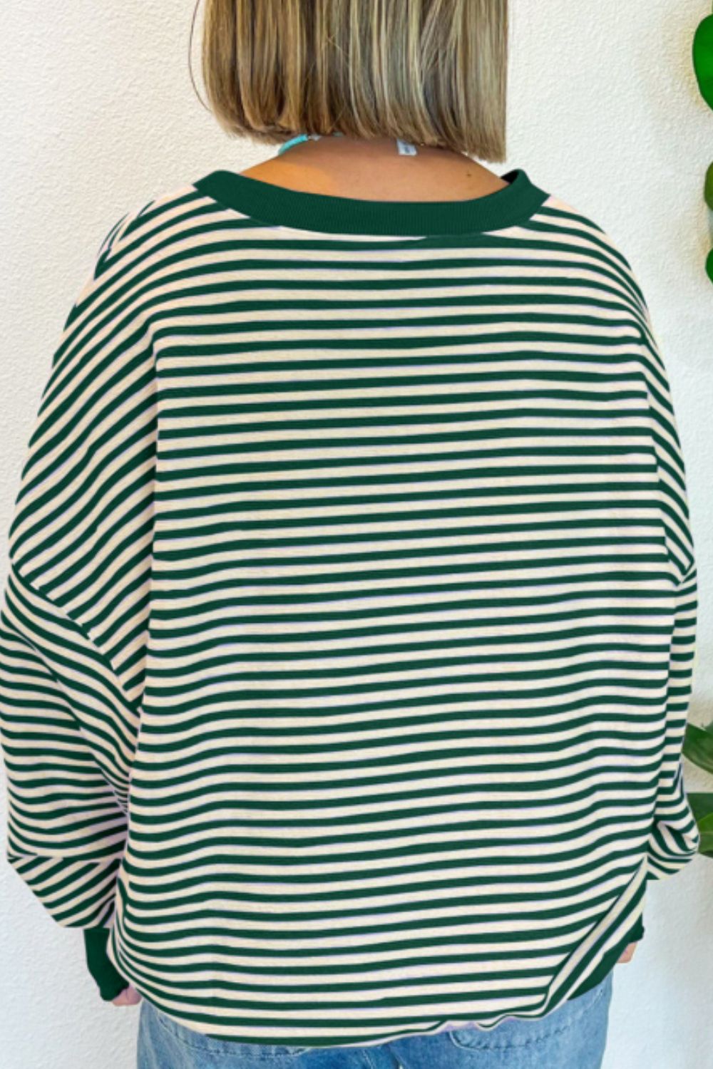 LUCKY Striped Round Neck Long Sleeve Sweatshirt