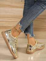 Sequin PU Leather Flat Sneakers