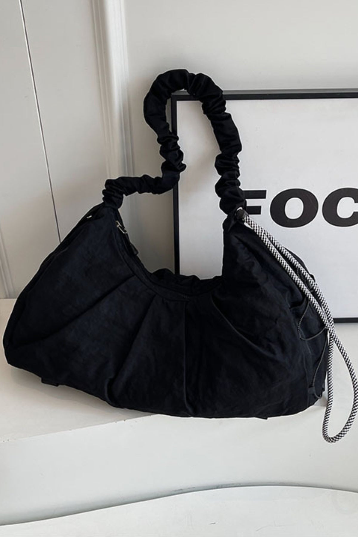 Drawstring Strap Ruched Crossbody Bag