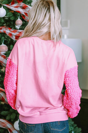 Valentine’s Day Sequin Heart Long Sleeve Sweatshirt