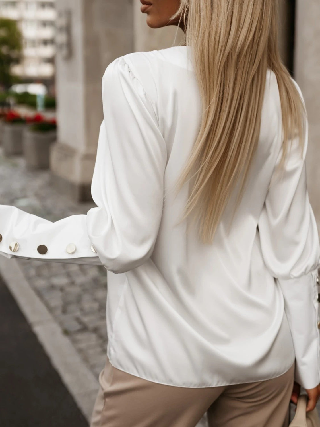 V-Neck Long Sleeve Blouse