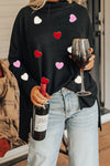 Valentine’s Day Heart Patched Turtleneck Long Sleeve Top