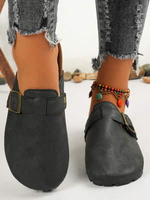 Round Toe Buckle Slip-Ons