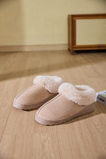 Faux Fur Round Toe Platform Slippers