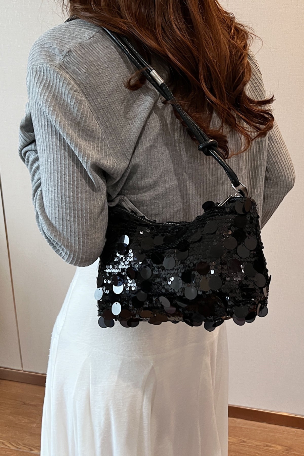 Sequin Knotted Straps Shoulder Bag