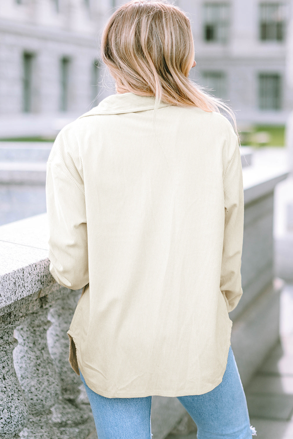 Corduroy Button Up Pocketed Shacket