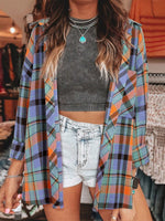 Plaid Collared Neck Long Sleeve Shirt