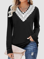 Lace Detail V-Neck Long Sleeve T-Shirt