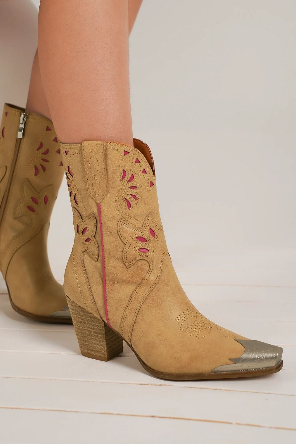 Beast Fashion Cut-Out Floral Embroidery Boots