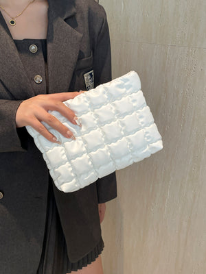 Quilted Plaid Clutch with Zipper