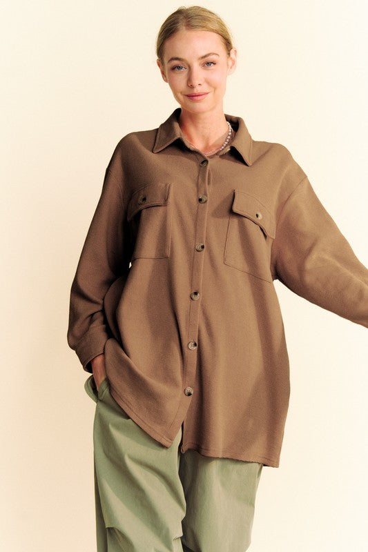 Davi & Dani Waffle-Knit Button Down Shirt