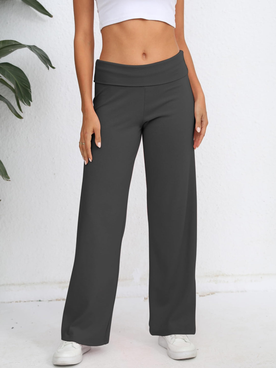 Elastic Waist Wide Leg Pants