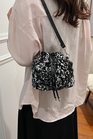 Sequin Drawstring Bucket Bag