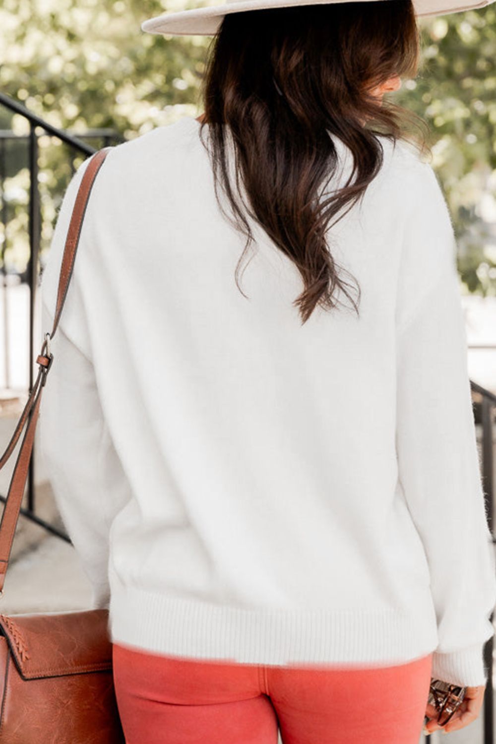 THANKFUL Round Neck Drop Shoulder Sweater