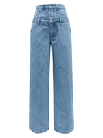 Faux Layered High Waist Jeans