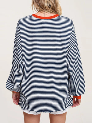 Contrast Striped Long Sleeve Sweatshirt