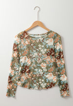 Floral Round Neck Long Sleeve T-Shirt