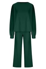 Round Neck Long Sleeve Top and Pants Set