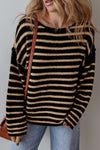 Stripe Drop Shoulder Round Neck Sweater