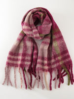 Fringe Plaid Polyester Scarf