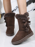 Bow Thermal Faux Fur Suede Boots