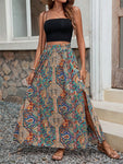 Slit Printed High Waist Skirt